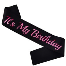 LXYXUUN It's My Birthday Sash Black, Pink Foil Birthday Sash for Women or Gir...