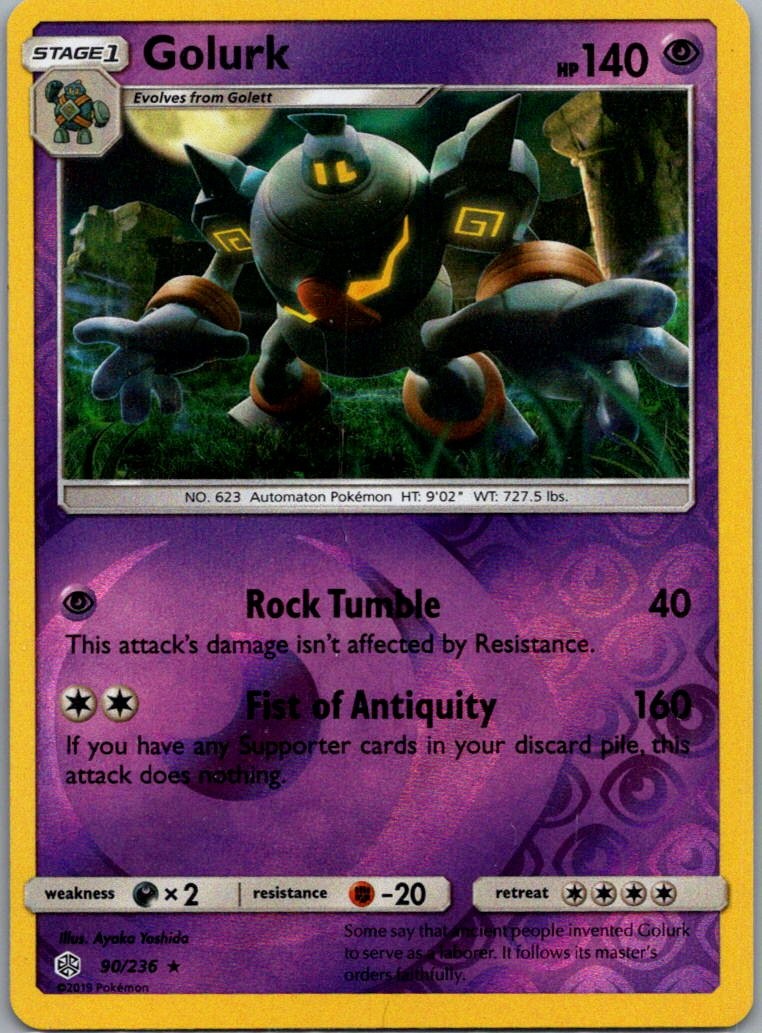 Golurk 90/236 Rare Cosmic Eclipse Pokemon Reverse Holo Lightly Played