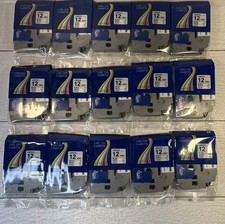 Lot Of 15 Label Tape Cassette Laminated 12 mm Black On White Tape TZc-231 Sealed