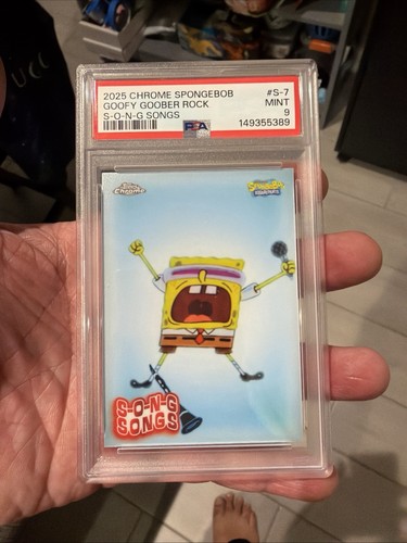 2025 TOPPS CHROME SPONGEBOB 25TH ANNIV S-O-N-G SONGS GOOFY GOOBER ROCK PSA 9