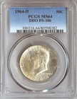 1964-D Silver Kennedy Half Double Die Obverse PCGS MS64 Graded; FS-106