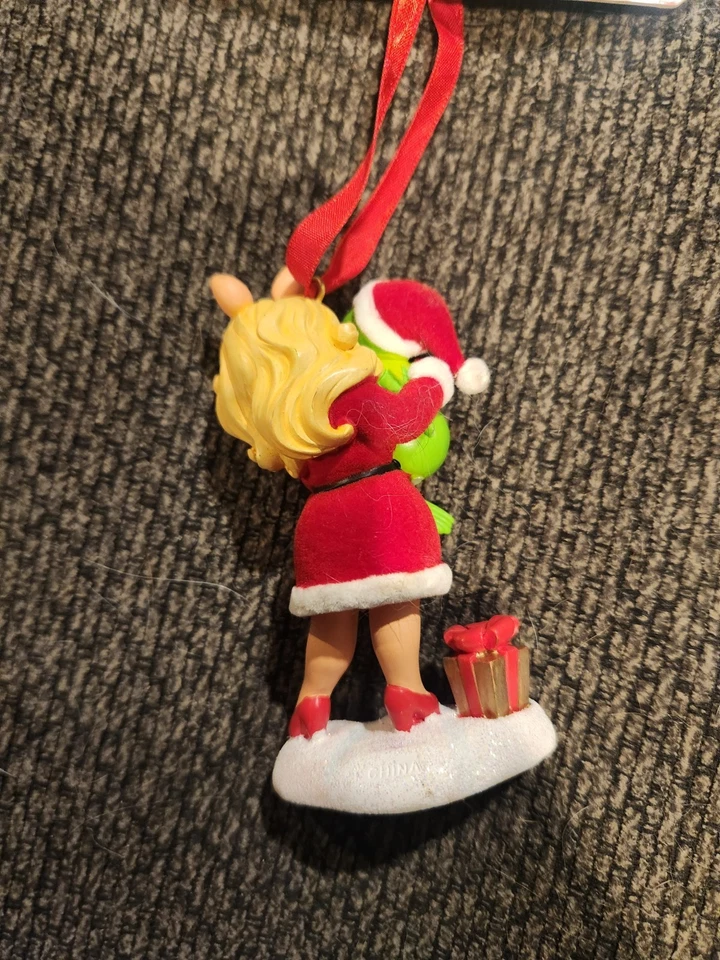 RARO Disney Store 2005 MUPPETS MISS PIGGY & KERMIT adorno de Navidad Foto 2 de 3