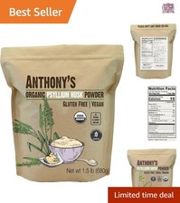 Organic Psyllium Husk Powder 1.5 lb Gluten Free Digestive Aid