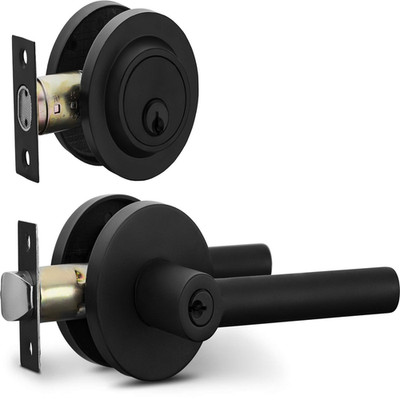 Berlin Modisch Entry Lever Door Handle And Single Cylinder Deadbolt Lock And