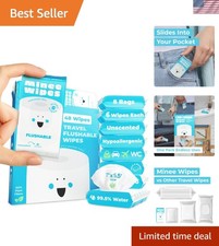 Impossibly Compact Travel Flushable Wipes - 99.5 Water and Aloe - Safe for Se...