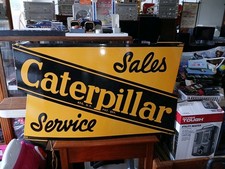 VINTAGE ORIGINAL CATERPILLAR TRACTORS 35" PORCELAIN SALES SERVICE GAS OIL SIGN