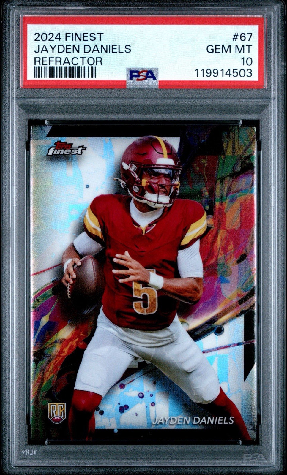 2024 Topps Finest Jayden Daniels #67 Common Refractor RC Rookie PSA 10