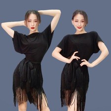 Adult Latin Rumba Samba Tassels Practice Dance Dress Ballroom Cha Cha Dancewear