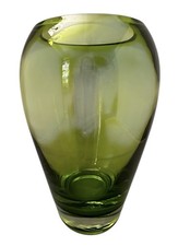 Stunning Clear To Green Murano Style Vase 8  Tall