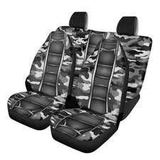 Camoflage Hunting Printed Car Seat Covers Set of 4, Non Camoflage Hunting-Gray
