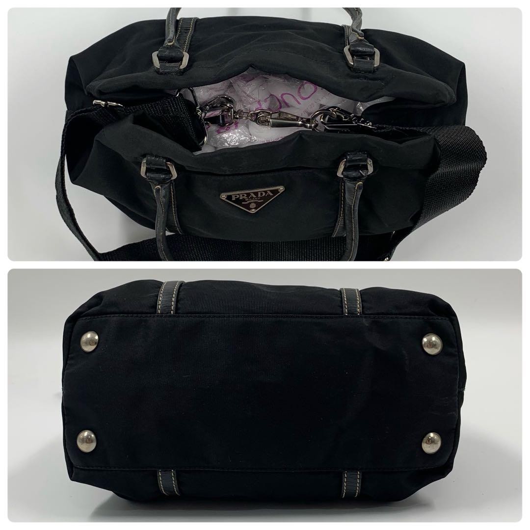 Prada handbag 2 way nylon triangular logo black From Japan — image 5