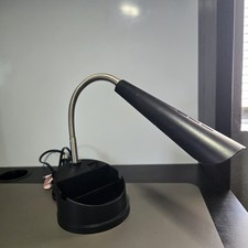 Mainstays LED Desk Organizer Lamp with AC Outlet, Black, Plastic Finish, Modern