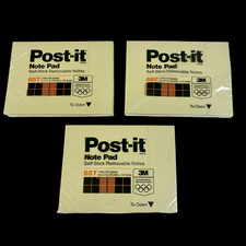 Lot of 3, 3M Post-it Notes Pad 657 3"x 4" 300 Sheets Lined Yellow Sealed New
