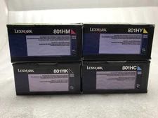 NEW Set Of 4 Genuine LEXMARK TONERS 801HK 801HC 801HY 801HM CX410 CX510 SEALED