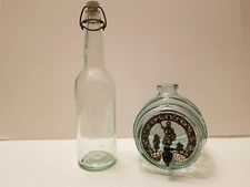 Vintage Barrel Glass Keg with Spigot Tap and Ceramic Stopper Bottle