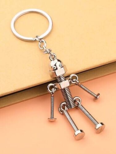 Funny Metal Screw Robot Keychain Metal Screw Body Robot Keyring Men Gifts - Picture 3 of 3