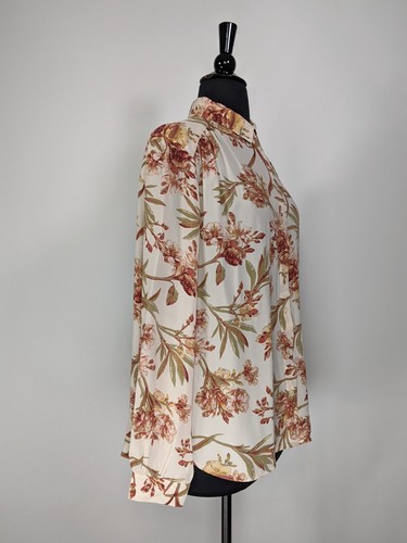H&M Long Sleeve Floral Button Up Sheer Top Size 12 - 第 4/8 張圖片