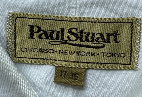 Paul Stuart Men's White Cotton Dress Shirt 17 - 32 $178 Made In Canada - Picture 2 of 3