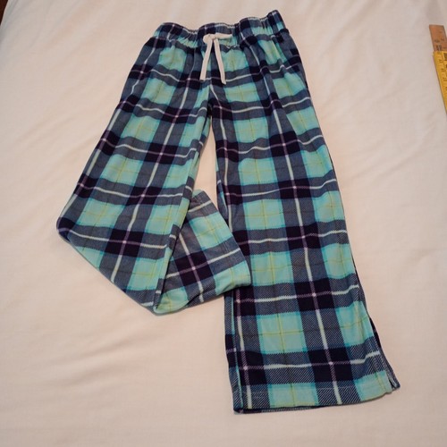 Justice Girls Pajama Pants Size M 10 Blue Plaid Flame Resistant Fleece Plush EUC - Picture 2 of 13