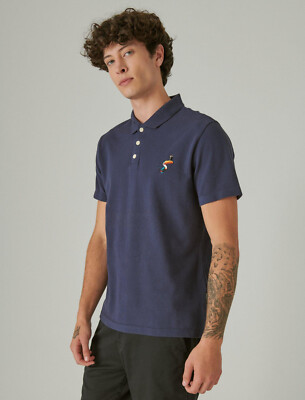 Lucky Brand X Guinness Men's Pique Polo Shirt Toucan Beer Logo Navy NEW M