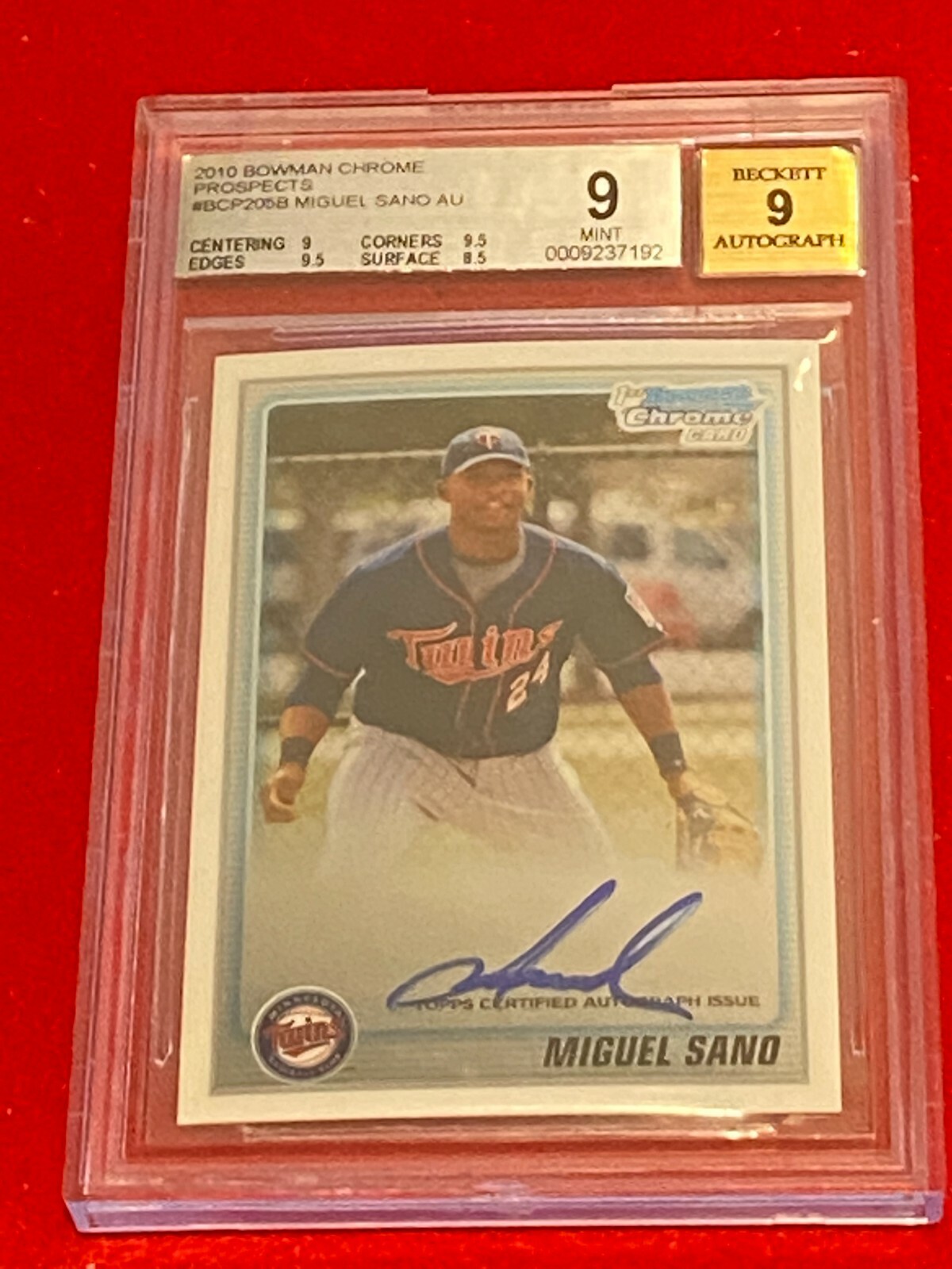 MIGUEL SANO -- 2010 Bowman Chrome Autograph BGS 9 Rookie (ANGELS Mint 9 Auto RC)
