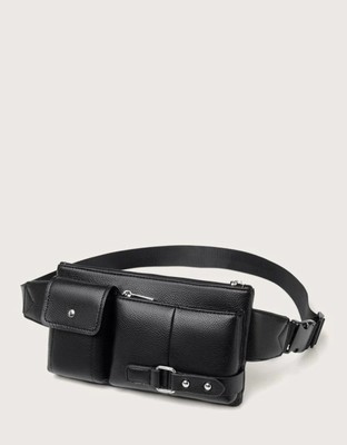 Sac Banane Noir En Similicuir – Réglable, Zippé, Pour Femme Et Homme, Neuf Sans étiquettes