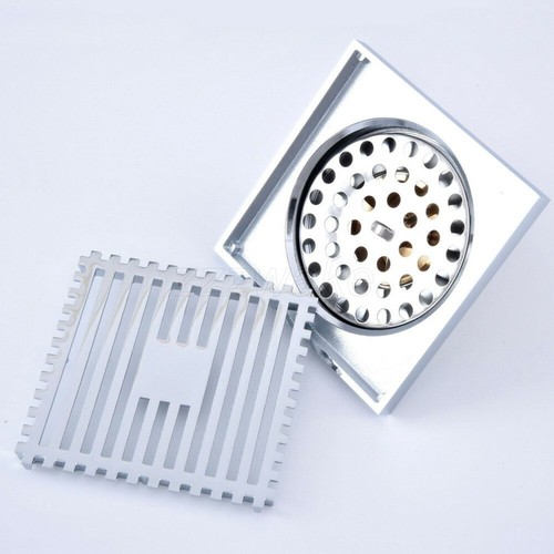 Polished Chrome Tile Insert Square Bathroom Shower Grate Waste Drain Zhr072 - Picture 6 of 7