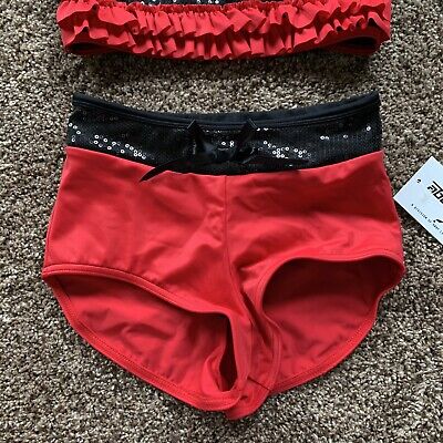 NEW Abby Lee Dance Company ALDC Jojo Siwa Red Hot 2-Piece Set with Black  Sequin