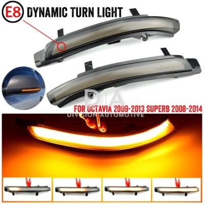 2x For Skoda Octavia MK2 1Z Superb B6 3T LED Dynamic Side Mirror Indicator Light