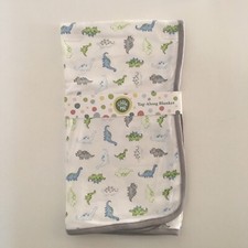 NEW Baby Tag a Long Blanket Soft 100 Cotton Dinosaur Print Baby Gift