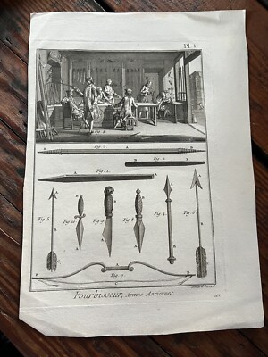 Antique 1700 s Engraving Plate Styles of Arrows & Daggers