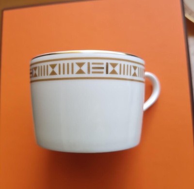 Hermes Tea Cup Saucer Egee Soleil Gold White Tableware Coffee 