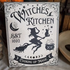 PRIMITIVE ANTIQUE VINTAGE VICTORIAN STYLE HALLOWEEN WITCHES KITCHEN 1692 SIGN