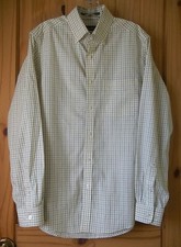 Eddie Bauer Yellow Checked Long Sleeve Cotton Dress Shirt, Mens S