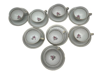 Lot of 8 Vintage Noritake China Daryl 5510 Tea Cups & Saucers Set Pink Floral
