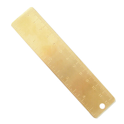 1PC Mini Retro Brass Ruler Engraved Handy Straight Scale Ruler with Round Hole