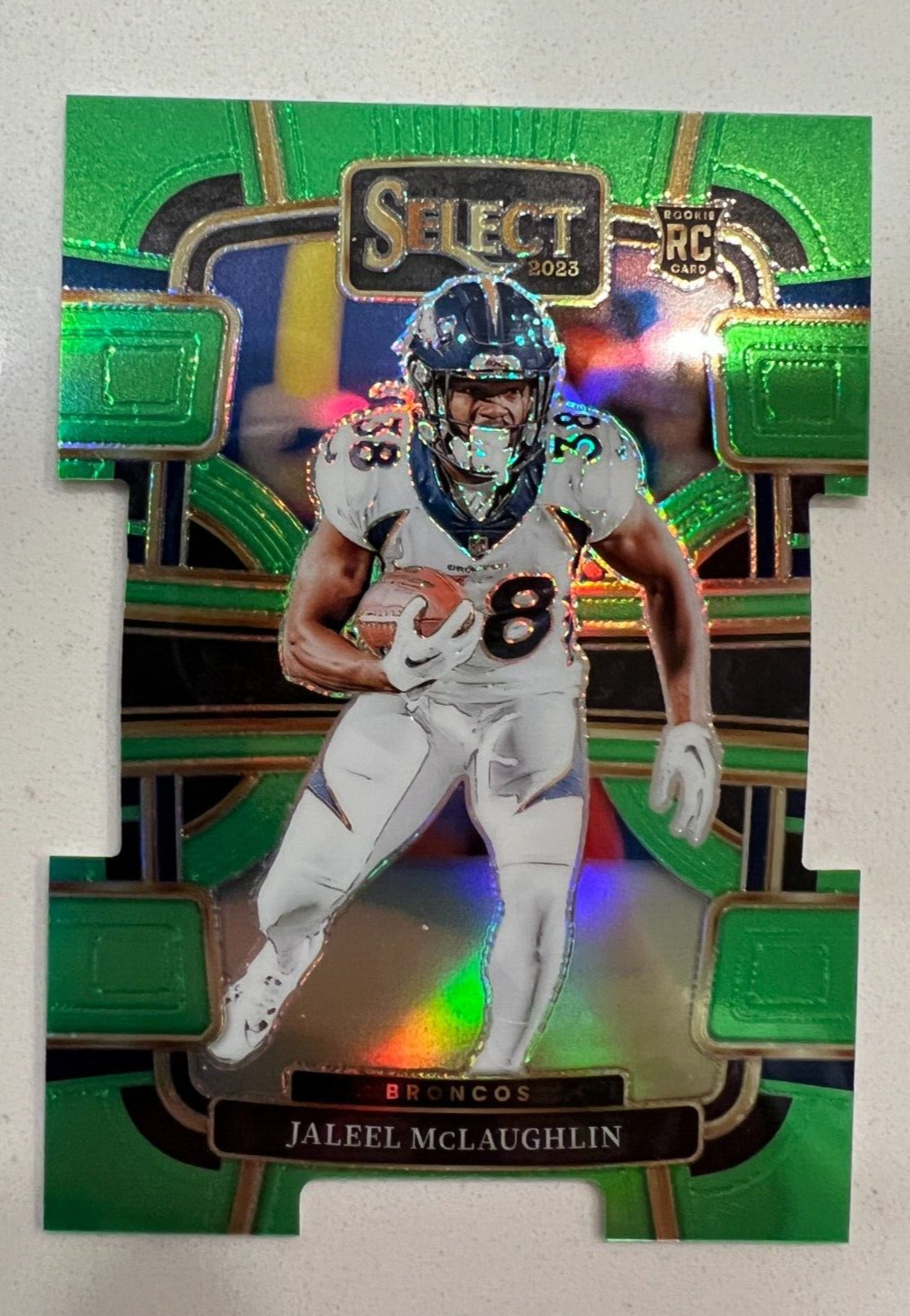 2023 Panini Select - Jaleel McLaughlin #32 Die-Cut Neon Green Prizm Rookie /599