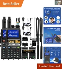 Long Range Tactical Two-Way Walkie Talkies - 10W Handheld Ham Radio for Adults