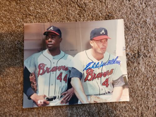Eddie Mathews signiertes 8x10 Foto Atlanta Braves Milwaukee HOF - Bild 1 von 1