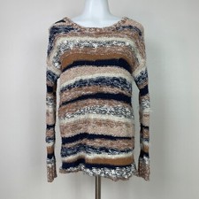 American Eagle Sweater Small Chunky Knit Brown Blue Long Sleeve Pullover Women's