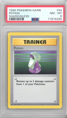 PSA 8 - Pokemon Card - Base 94/102 - POTION (common) *Shadowless