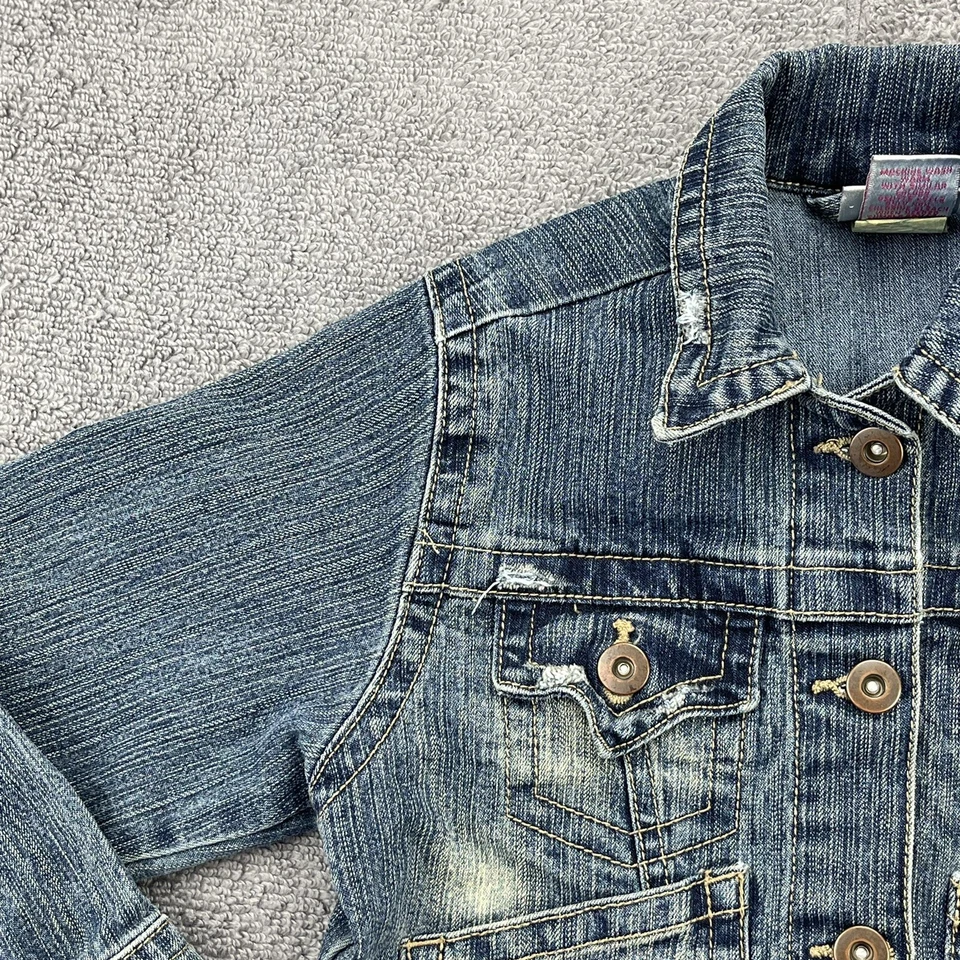 Chaqueta Vaquera Xhiliation Niña XS 4-5 Lavado Medio Envejecido Botón Frontal Elastizado Foto 3 de 4