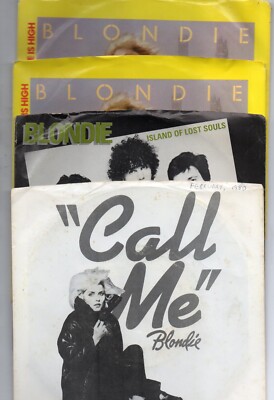 Blondie 8 Stock 45s w/4 Pic Sleeves Tide Is High Call Me Island Of Lost Souls ++