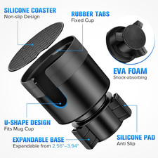 Car Cup Holder Phone Universal Adjustable Cell Expander Fits All 4.0-7.0" Black