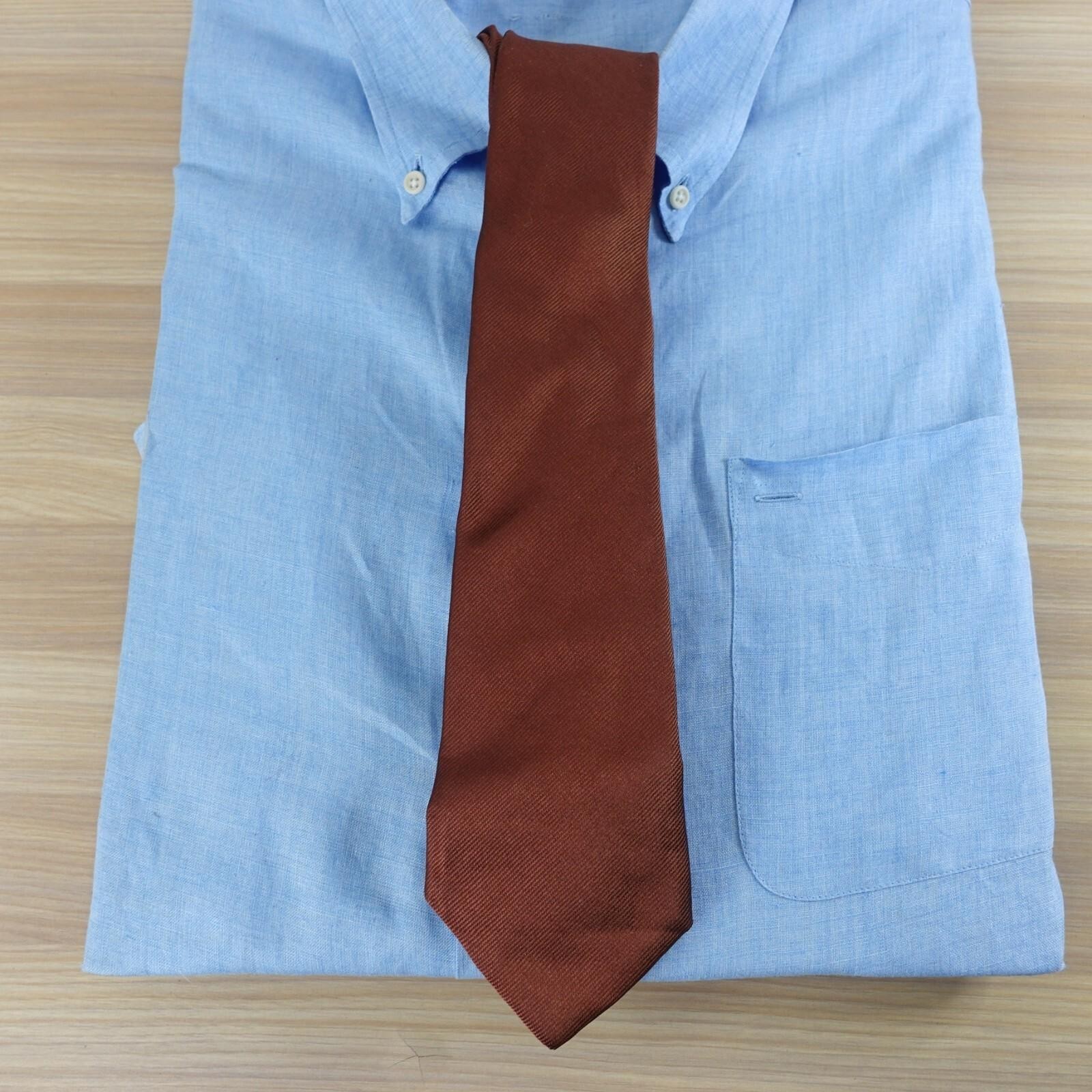 Neck Tie Men Brown Solid Silk Basic Simple Groom … - image 2
