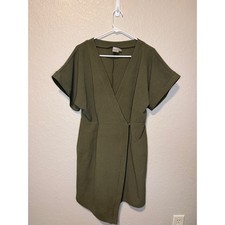 ASOS Olive Green V Neck Wrap Mini Dress Short Sleeve Casual Chic
