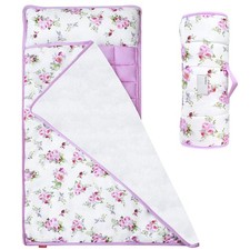 Toddler Girls Floral Sleeping Nap Mat Fleece Blanket Travel Cot Daycare