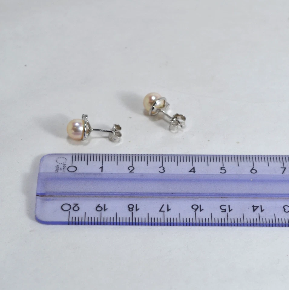 ORECCHINI ARGENTO 925 PERLE AKOYA 7 mm ZIRCONE PERNO E FARFALLA AGHT 020 - Immagine 3 di 4