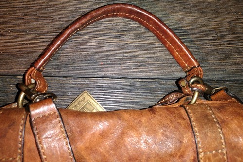 FRYE Cameron Satchel Distressed Cognac Leather Messenger Crossbody Bag - Picture 10 of 20