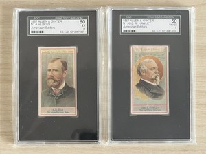 1887 Allen & Ginter AMERICAN EDITORS A.H. Belo #5 SGC 5 & Hawley #24 SGC 4